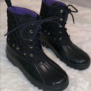 Black Sperry Quilted Nylon Snow Boots Size 9